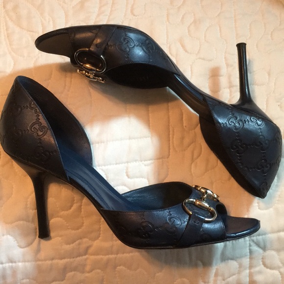 GUCCI NAVY HORSE BIT mid size heel - Picture 2 of 6